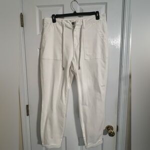 Judy Blue White Drawstring Front-Pocket Chinos